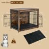 Wooden Dog Crate Furniture with Tray and Double Door