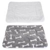 Dog Bed Mat Comfortable Flannel Dog Crate Pad Reversible Cushion Carpet Machine Washable Pet Bed Liner with Bone Patterns